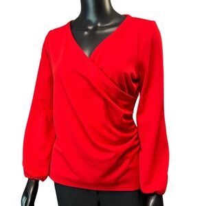 Talbots Vibrant Red Wrap Blouse